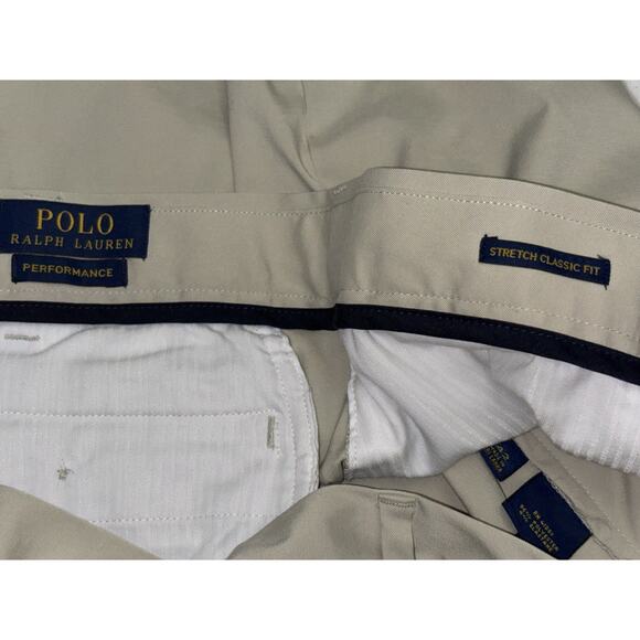 Polo Ralph Lauren Shorts Mens 42 Khaki Tan Performance Stretch Classic Fit Golf - Picture 8 of 9